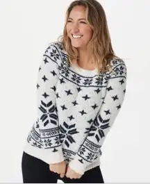 Barefoot Dreams CozyChic Snowflake Print Crew Neck Sweater