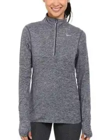 Nike  Women's Running Heather Navy Dri Fit Pullover Quarter Zip Thumbhole Top L