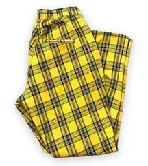 Hot Topic  Pants Yellow Plaid Hi Rise Cropped Cuffed Retro Style Clueless