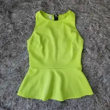 Studio Y Sleeveless Peplum Tank Neon Yellow NWT Women's Size Medium