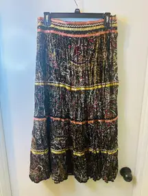 Chandry Kc Boho Velvet Animal Print Midi Skirt Nwt!  Fall Style