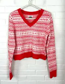 NWT American Eagle Winter Nordic Holiday Patterned Cropped Knit Sweater Size M