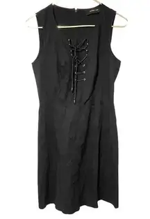 Derek Lam Size 6 Black Lace Up Front Sleeveless Midi Dress