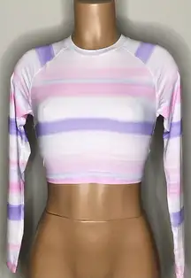 New. WET from L.A. pink and purple stripe rashguard. Large. Retails $108