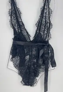 Shein Lingerie Set Womens Plus 2XL Black Lace‎ Satin Teddy Bag2