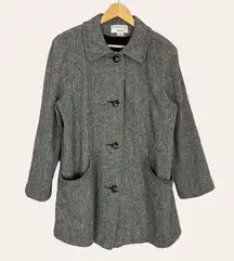 Vintage Coat Women’s Herringbone Black White Gray Winter Time Herman Kay‎ Jacket