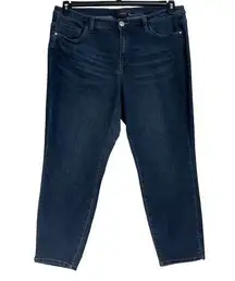 Lane Bryant SZ 18 Ankle Jeans Stretch Pockets Zip-Fly Hi-Rise Whiskered Blue