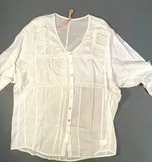 Semi sheer Cotten oversized‎ tunic/button down shirt, sz S