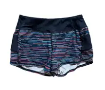 Womens  Ready Set Go Athletic Active Shorts in Blue Jigsaw - Sz XS