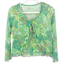 Love Fire Y2K Cottagecore Ruffle Long Sleeve Ditsy Floral Cami Blouse Set Size L