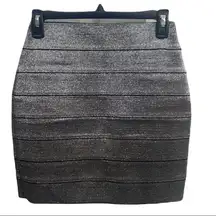 Express Silver Metallic Bandage Mini Skirt