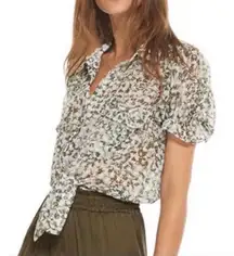 Misa Los Angeles Revolve Ruffle Floral Print Short Sleeve Top Size L