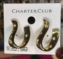 E23. Charter Club Gold-Tone Rhinestones Horseshoe Earrings NWT