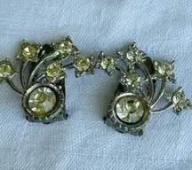 Vintage silver and cut glass ornate dress clips.