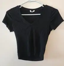 Bozzolo black ribbed cropped top shirt size small