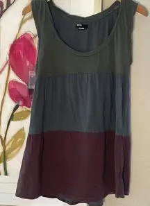 BDG Urban Outfitters Green Maroon Gray Stripe Tiered Tank Top Babydoll