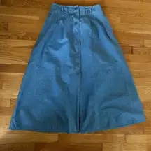 Vtg Y2K Denim Midi Skirt size Large Button Front Pockets Long Slit 90’s …​
