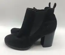 American Eagle Black Faux Suede Block Chunky Heel Bootie Boot size 10