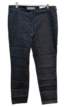 Chico's Platinum Denim‎ Black Leopard Print Stretch Pant Size 2. (L 12)