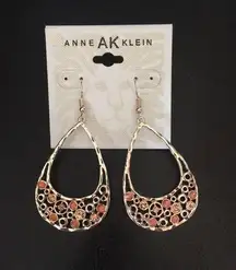 New Anne Klein Interesting hoops w Golden Crystals