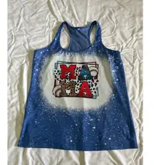 Womens Leopard Print Tank Tops Casual Mom Baseball Graphic Sleeveless Tee Size L