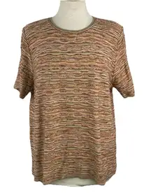 Alfred Dunner Size XL Space Dye Wavy Stripe Short Sleeve Top Knit USA Made