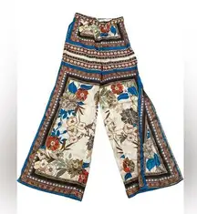 Beautiful Boho Floral Silky High Waist Wide Leg Flowy Vacation Pants