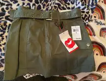 Army Green Jean Mini Skirt