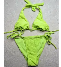 Wild Fable: Floral Terry Cloth Y2K Bikini Bright Green