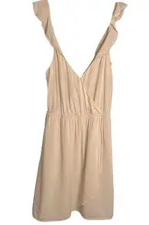 BCBGeneration Sleeveless Dress Light Beige Faux Wrap Size XS TNW6R190 “Cashmere”