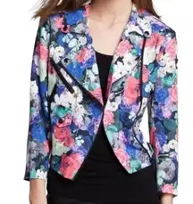 Rebecca Minkoff  MultiColor Blossom Floral Printed Wes Moto Jacket Sz S $398