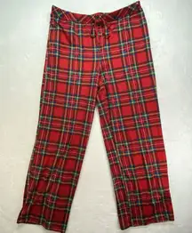 Red Tartan Plaid‎ Pajama Pants Women's Large Holiday pjs