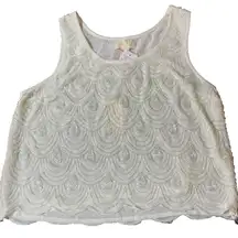 NEW Lucy & Laurel Beaded net mermaid tank Top blouse S PARTY FESTIVAL DAINTY