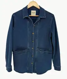 Sézane Will Organic Cotton Button Down Denim Jacket | Sz Small | Indigo Blue