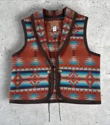 VTG‎ PENDLETON Wool Blanket Vest Southwest Western Aztec Native American Sz L