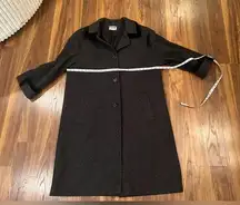 Mario De Pinto Wool Coat Black with Black Velvet Trim Vintage Floor Length