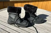 Apple Bottom boots fur black y2k baddie snow boots size 8 winter fall it girl