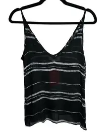 Cloth & Stone  Black White Tie Dye Deep V Neck Cami Tank Top NWT Size Small