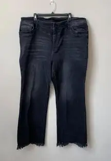 Kancan Women's Size 24 High Rise Frayed Hem Black Wash Bootcut Denim Jeans