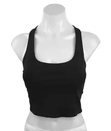 Girlfriend Collective Black Square Neck Racerback Workout Crop Tank Top Size L