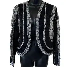 Sandy Starkman Black White Metallic Blazer