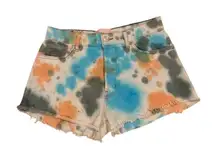 Revice Women's Tie-Dye Cutoff Denim Shorts Size 27 Multicolor Casual