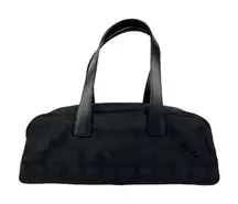 Chanel Black Travel Line Boston Satchel Bag CC Logo Nylon Leather Handles