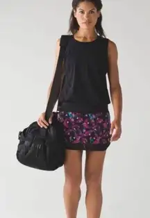 Lululemon Mini Midnight Bloom Black Deep Fuschia Print Hotty Hot II Mesh Skirt 2