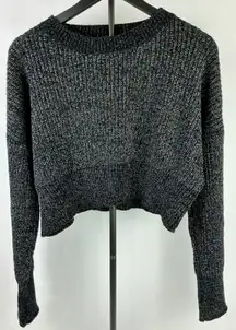 Double Zero Versona Mystical‎ Medium Black Metallic Knit Cropped Sweater