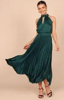 ✨Women Midi Dresses Green Sleeveless Halter Irregular High Waist Sz L Sundress✨