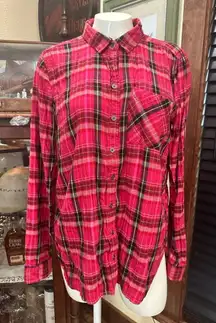EUC True Craft Red Plaid Button Down Top XL