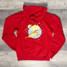 Moonrise Hotel St Louis Rocket Ship Red Hoodie NEW Adult Small Space Nostalgia
