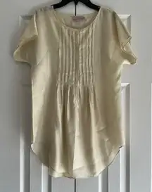 Calypso St. Barth Women’s Ivory Short Sleeve Silk Blouse