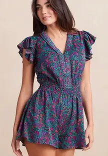 Summersalt The Silky Luxe Ruffled Romper Sz Small Floral Cover Up Beachy Resort